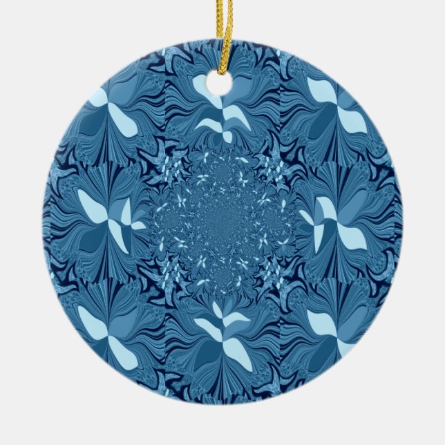 Iridescent blue. ceramic ornament (Front)