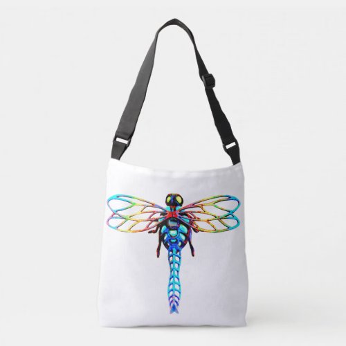 iridescent blue dragonfly crossbody bag