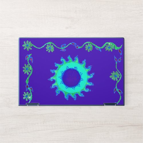  Iridescent blue Floral Art Oil Painting HP Laptop Skin