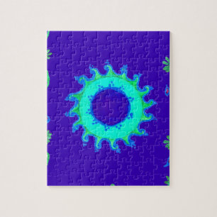 Iridescent blue Floral Art Oil Painting Jigsaw Puzzle