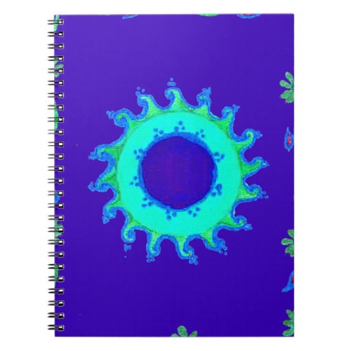 Iridescent blue Floral Art Oil Painting Notebook