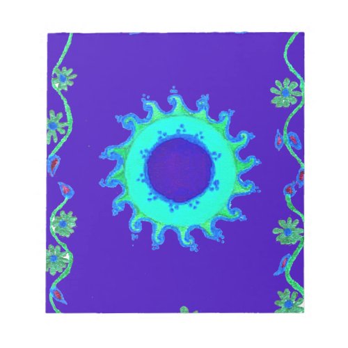 Iridescent blue Floral Art Oil Painting Notepad