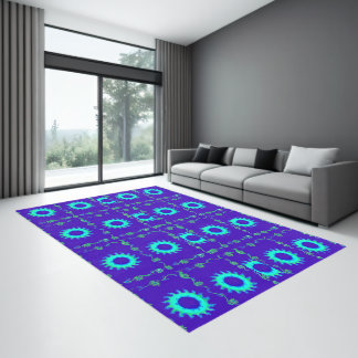 Iridescent Blue Floral Design Home & Living Home D Rug