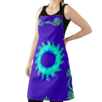 Iridescent blue floral summertime apron
