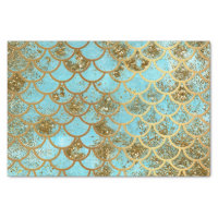 Iridescent Blue Gold Glitter Mermaid Fish Scales Tissue Paper