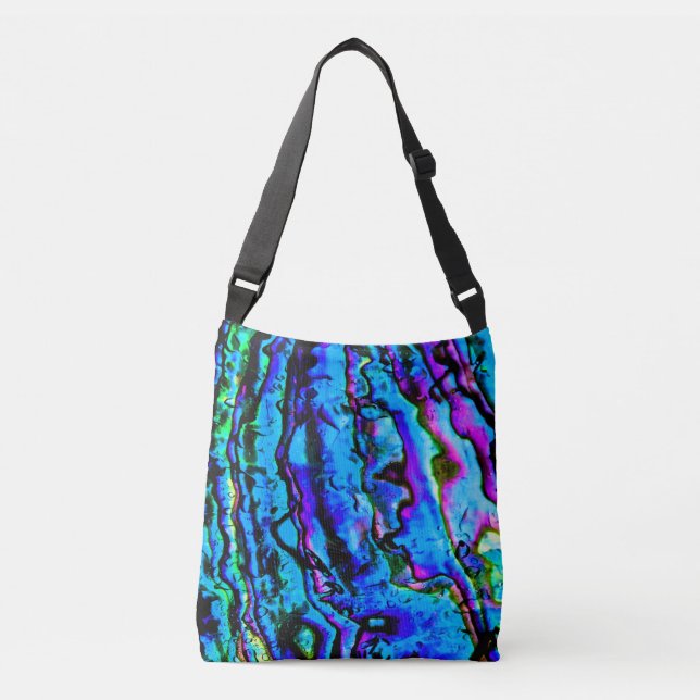 Iridescent Blue Green Purple Marbled Beautiful Crossbody Bag (Front)