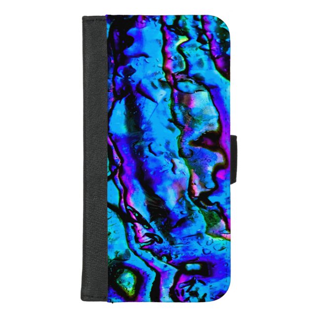 Iridescent Blue Green Purple Marbled Beautiful iPhone Wallet Case (Front)