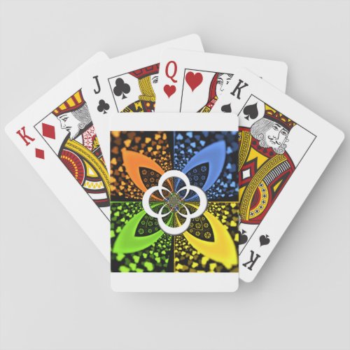 Iridescent blue green yellow Hearts Playing Cards