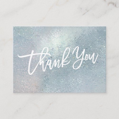 Iridescent blue handwritten Thank you customer Enclosure Card