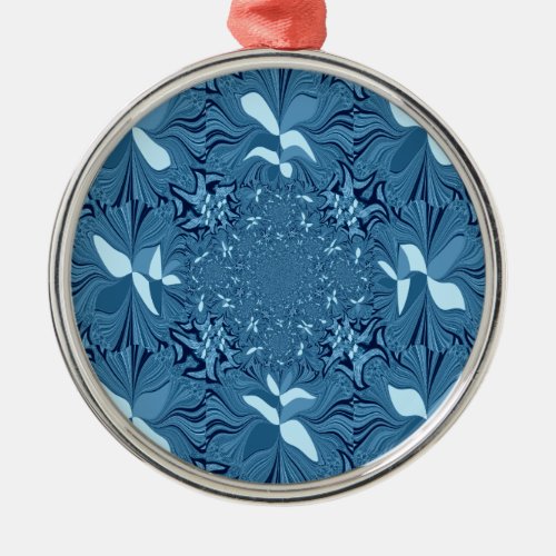 Iridescent blue metal ornament