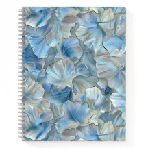 Iridescent Blue Petal Marbled Spiral Notebook