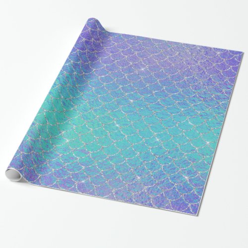 Iridescent Blue Purple Mermaid Scales Wrapping Paper