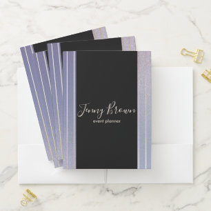 iridescent blue stripes elegant pocket folder