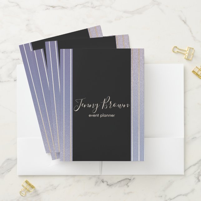 iridescent blue stripes elegant pocket folder (In Situ)