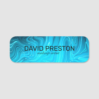 Iridescent Blue Teal Aqua Professional Elegant Name Tag