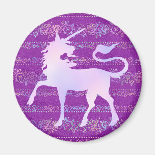 Iridescent Bohemian Pattern & Unicorn Silhouette Magnet
