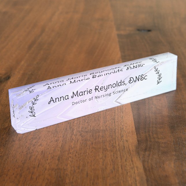 Iridescent Botanical Professional Desk Name Plate (Side)