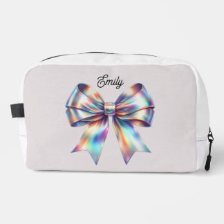 Iridescent Bow Personalized Accessory Pouch