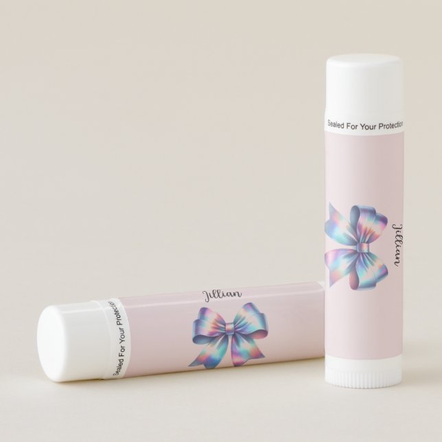 Iridescent Bow Personalized  Lip Balm (Front)