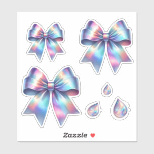Iridescent Bow Set with Teardrops Sticker