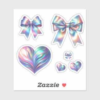 Iridescent Bows and Hearts Set  Sticker