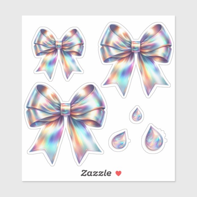 Iridescent Bows with Teardrops Sticker (Sheet)
