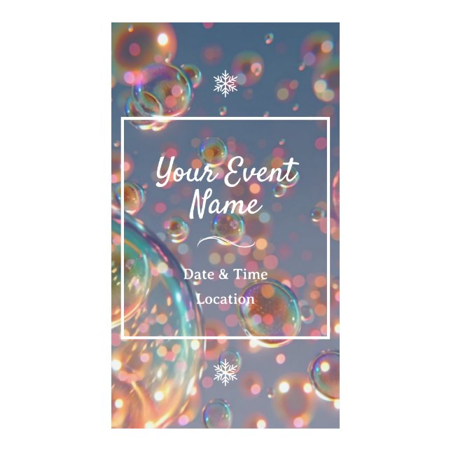 Iridescent Bubble Birthday Party Celebration Digital Templates (Front)