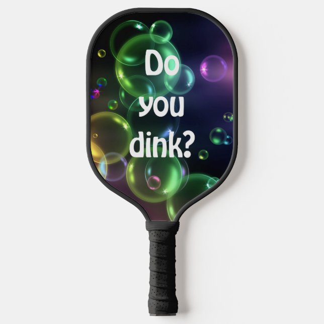 Iridescent Bubble On Black  Pickleball Paddle (Front)