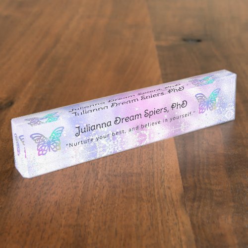 Iridescent Butterflies Professional Desk Name Plate