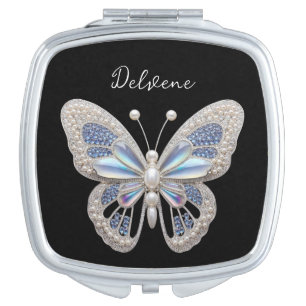 Iridescent Butterfly Elegance Compact Mirror