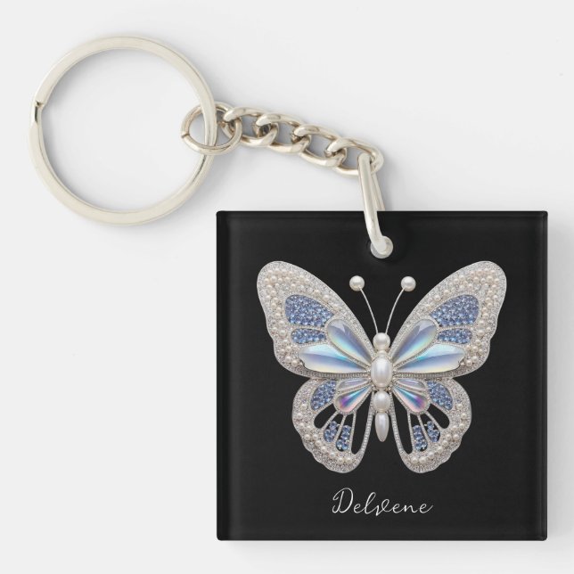 Iridescent Butterfly Elegance Keychain (Front)