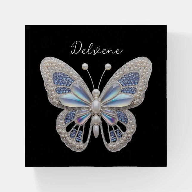 Iridescent Butterfly Elegance Paperweight (Front)