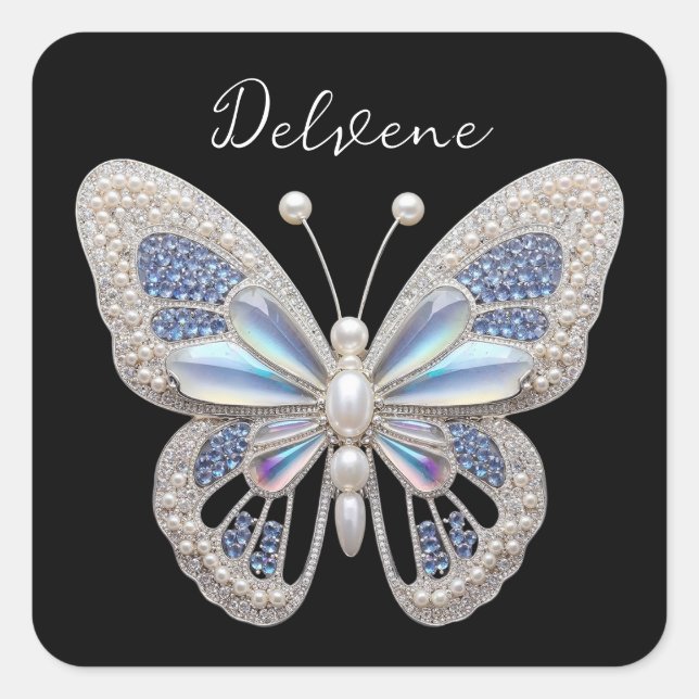Iridescent Butterfly Elegance Square Sticker (Front)