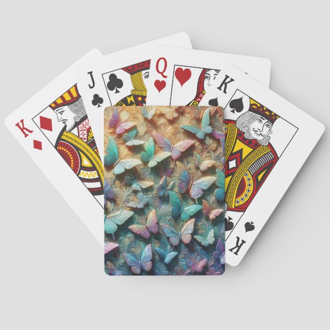 Iridescent Butterfly Garden Poker Cards (Back)