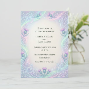 Iridescent Celtic Thistle Wedding Invitation