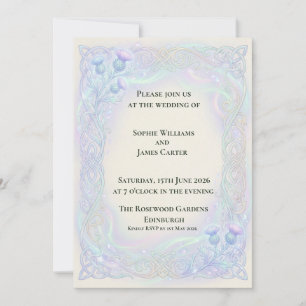 Iridescent Celtic Thistle Wedding Invitation