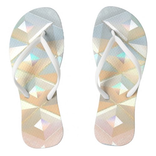 Iridescent Champagne Diamond Pattern  Flip Flops