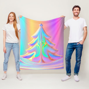 Iridescent Christmas Tree Fleece Blanket