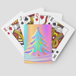 Iridescent Christmas Tree Poker Cards