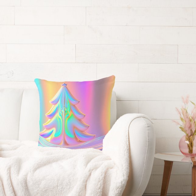 Iridescent Christmas Tree Throw Pillow (Couch)