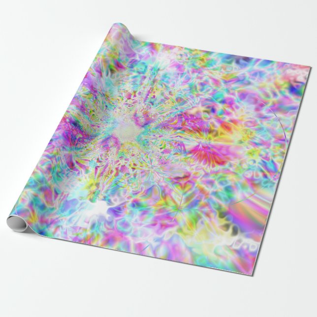 Iridescent Chrome Seven Wrapping Paper (Unrolled)