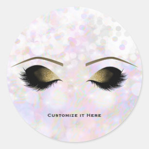 Iridescent Color Glam Gold Makeup Eyelashes Classic Round Sticker
