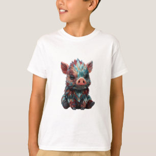 Iridescent Colorful Feathered Baby Boar Kids T-Shirt