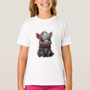 Iridescent Colorful Feathered Baby Boar Kids T-Shirt