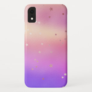 Iridescent Colors with Rose Gold Stars Pattern iPhone XR Case