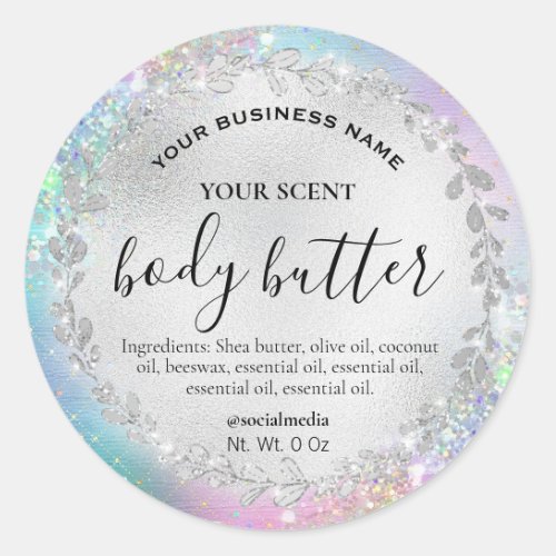 Iridescent Cotton Candy Silver Body Butter Labels
