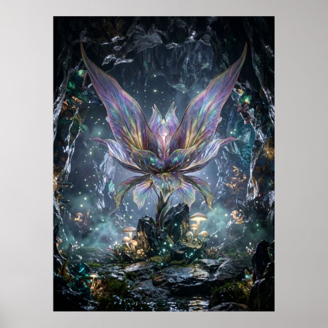 Iridescent Crystal Flower Cave Poster (Front)