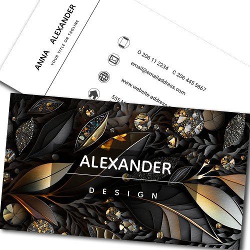 Iridescent Crystal Gemstones BlackEbonyGold Business Card