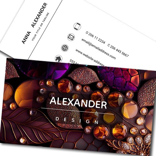 Iridescent Crystal Gemstones FuchsiaBronzeAmber Business Card