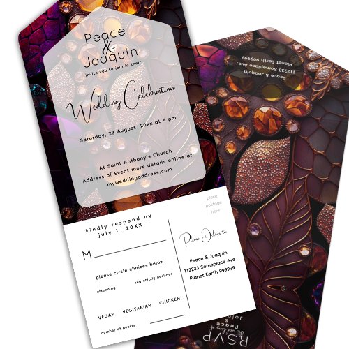 Iridescent Crystal GemstonesFuchsiaPink All In One Invitation